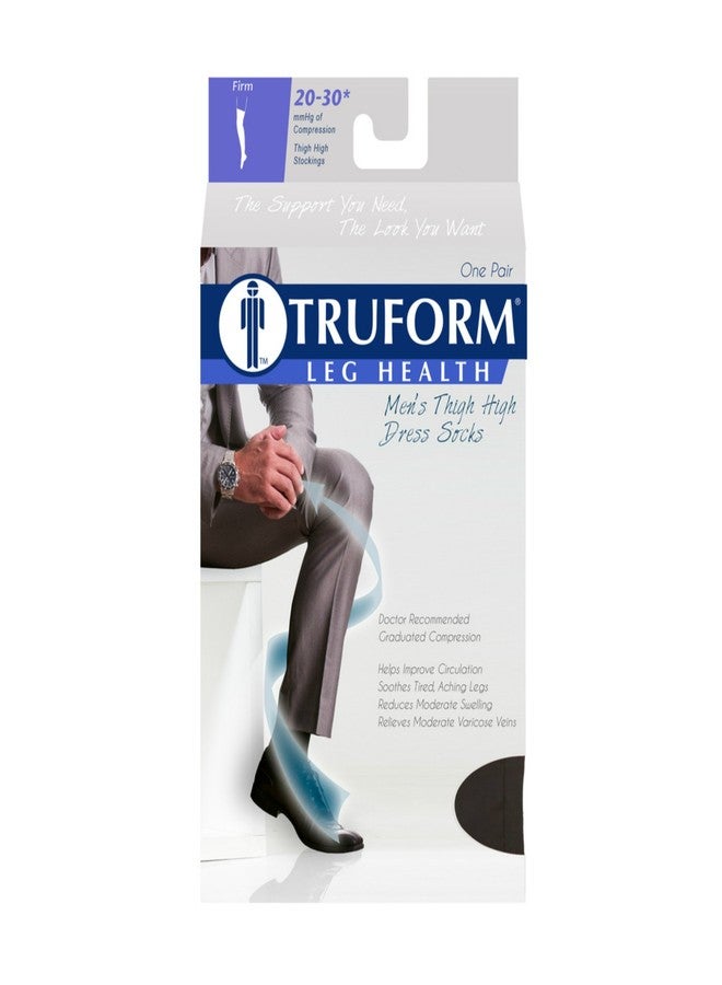 ترو فورم جوارب ضغط Truform، ضغط 20-30 ملم زئبق، جوارب رجالية رسمية، تصل إلى أعلى الفخذ فوق الركبة، أسود، مقاس كبير جدًا - Image 4